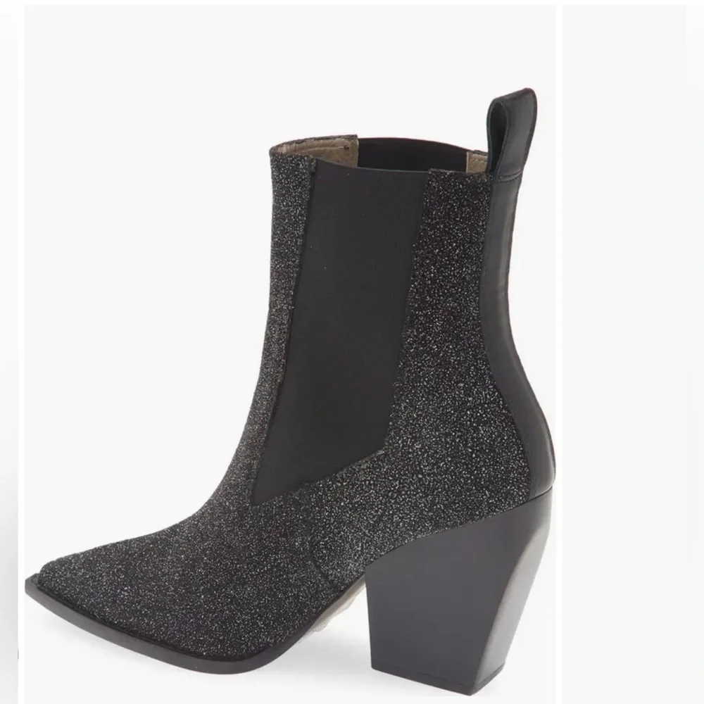 All Saints Women’s Ria Sparkle Glittery Black Bootie Size 10 NWT